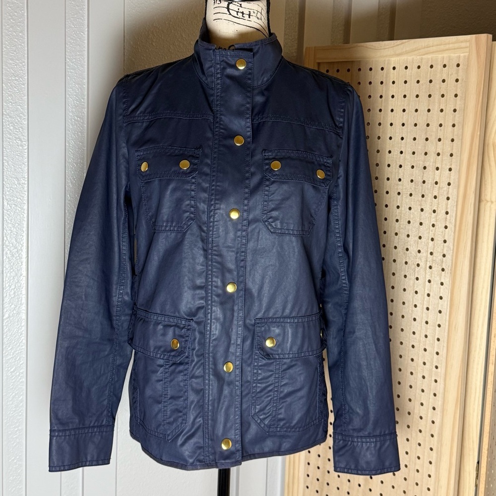 J. Crew Navy Utility Jacket with Gold Buttons, size small, Fall, Spring - Picture 2 of 11